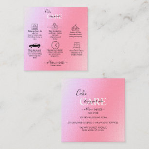Elegant Glam Iridescent Sparkle Cake Care Squar Square Business Card