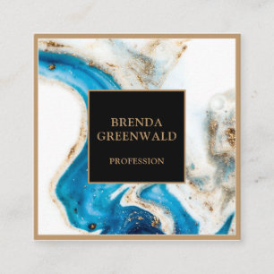 Elegant Glam Liquid Marble Blue Purple Gold Square Square Business Card