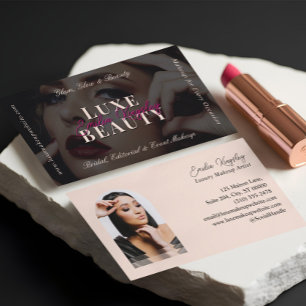Elegant Glam Luxe Makeup Beauty Artist Black Pink Business Card