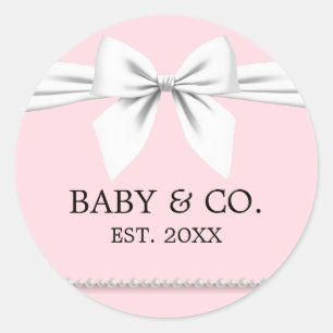 Elegant Glam Pink Baby & Co Tiffany Baby Shower Classic Round Sticker