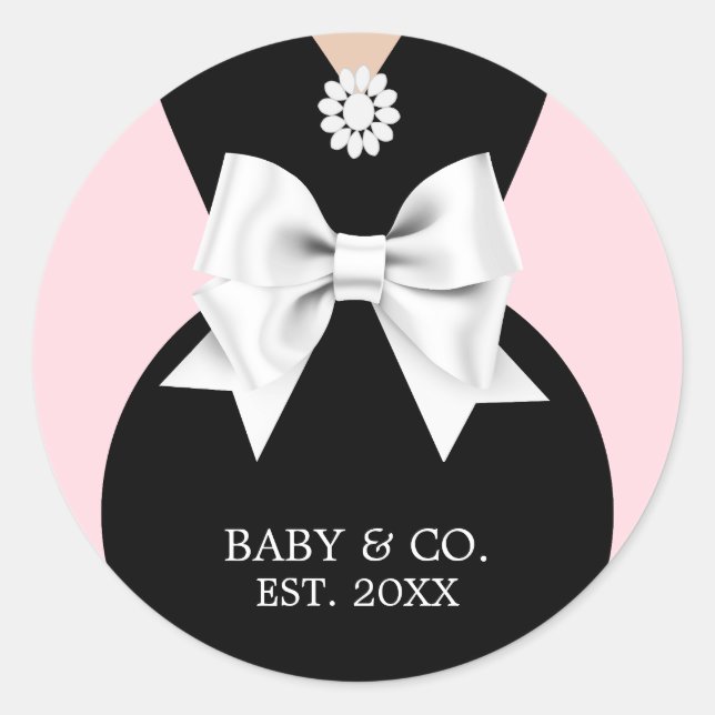 Elegant Glam Pink Baby & Co Tiffany Baby Shower Classic Round Sticker (Front)