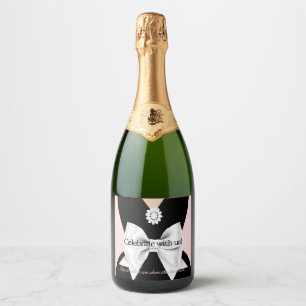 Elegant Glam Pink Baby & Co Tiffany Baby Shower Sparkling Wine Label