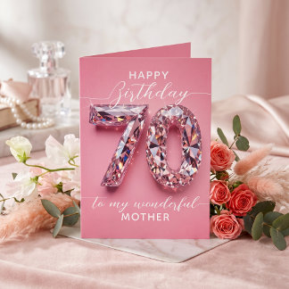 Elegant Glam Pink Diamond Sparkle 70th Birthday Card