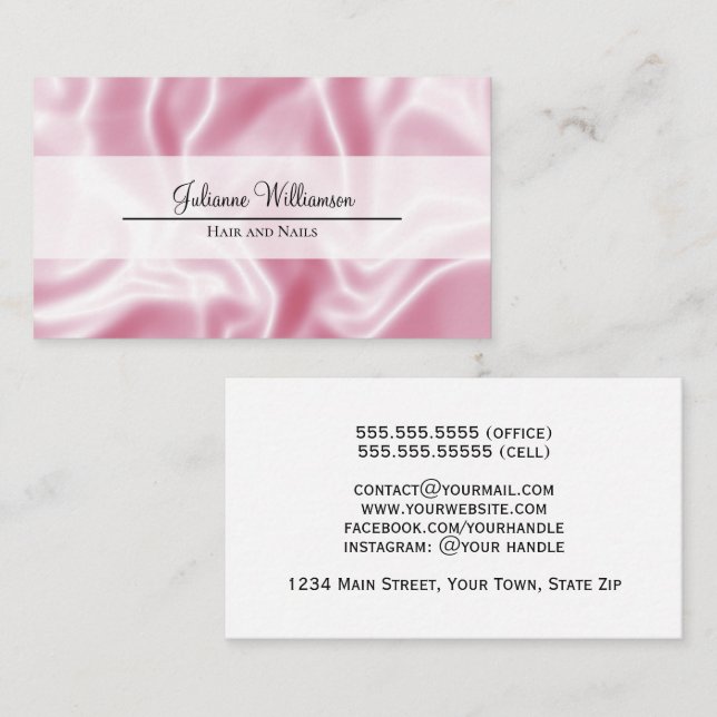 Elegant Glam Pink Satin Feminine Business Card (Front/Back)