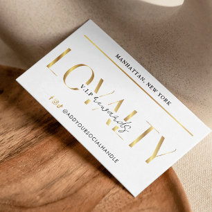 Elegant Glam White & Gold Logo Makeup Salon Loyalty Card
