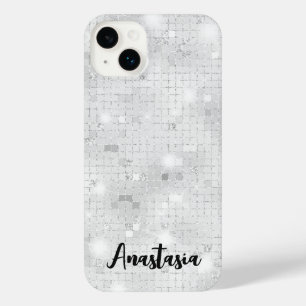 Elegant Glam White Silver Glitz Sparkle  iPhone 14 Plus Case