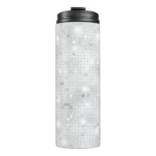 Elegant Glam White Silver Glitz Sparkle Thermal Tumbler