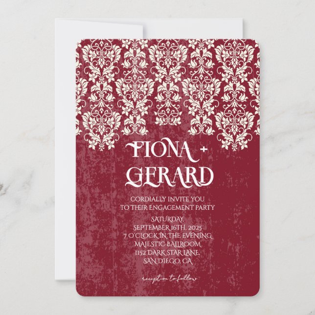 Elegant Glamor Lace Engagement Party Invitation (Front)