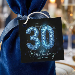 Elegant Glamorous Bling Jewel 30th Birthday Favour Tags