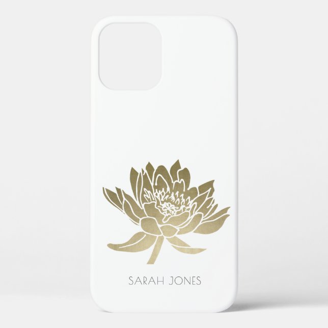 ELEGANT GLAMOROUS PALE GOLD FOIL WHITE LOTUS Case-Mate iPhone CASE (Back)