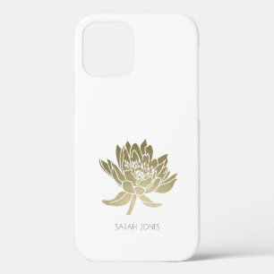 ELEGANT GLAMOROUS PALE GOLD FOIL WHITE LOTUS iPhone CASE
