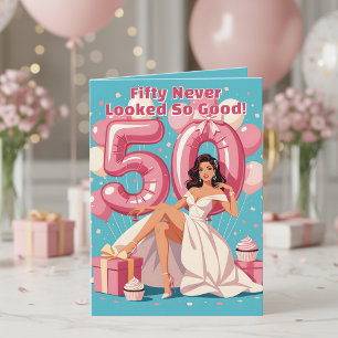 Elegant Glamorous Woman 50th Birthday Greeting Card