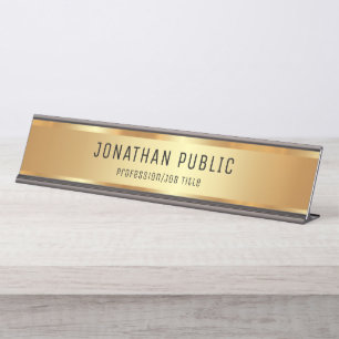 Elegant Glamour Black And Gold Template Luxury Desk Name Plate