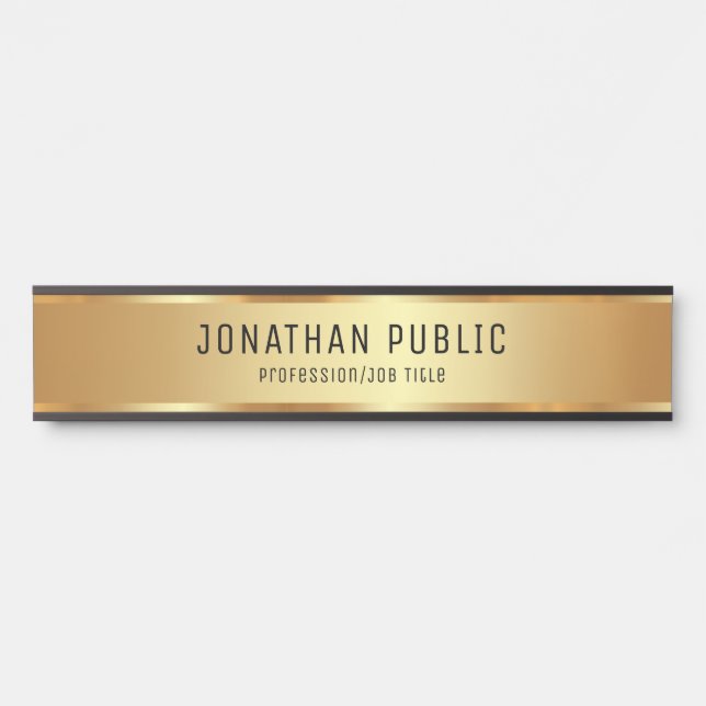 Elegant Glamour Black And Gold Template Luxury Door Sign (Front)