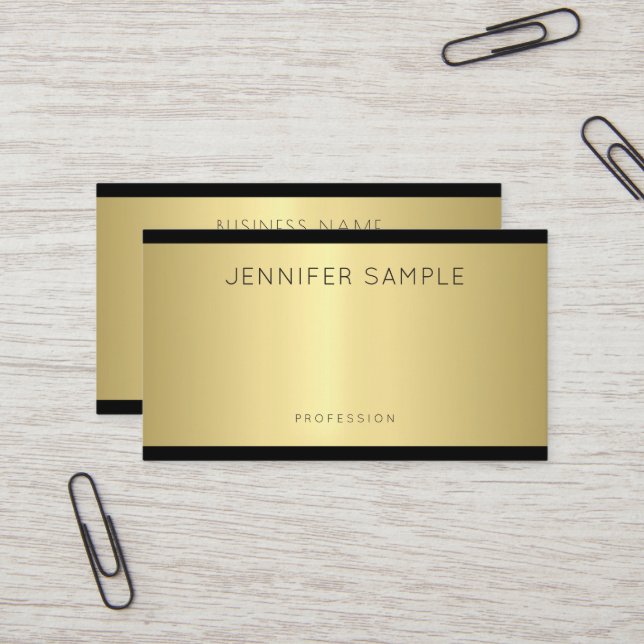Elegant Glamour Design Modern Gold Trendy Luxury Business Card (Front/Back In Situ)
