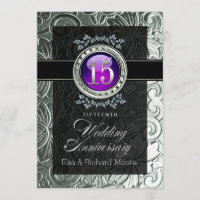 Elegant Glamour Embossed 15th Anniversary