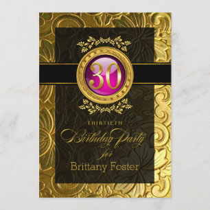 Elegant Glamour Embossed 30th Birthday Invitation