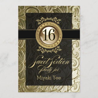 Elegant Glamour Embossed Sweet Sixteen Invitation