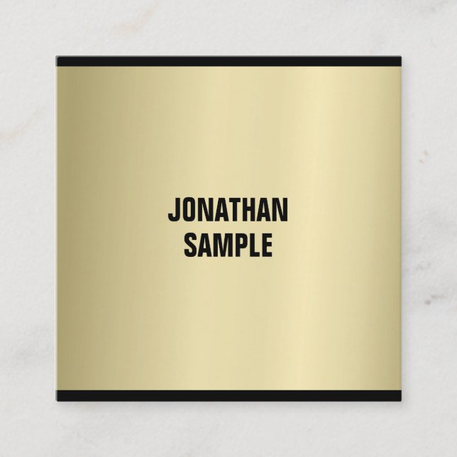 Elegant Glamour Gold Look Professional Plain Luxe Square Business Card (Front)