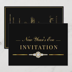 Elegant Glamour Gold New Year's Eve Party Invitation