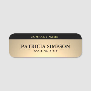 Elegant Glamourous Black And Gold: Unique Luxury Name Tag