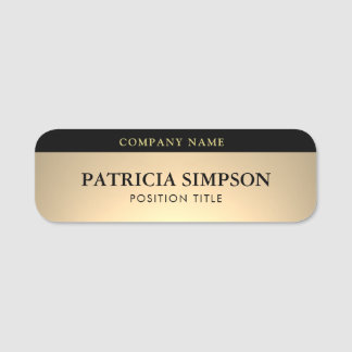Elegant Glamourous Black And Gold: Unique Luxury Name Tag