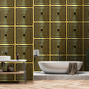 Elegant glamourous black gold art deco 3d effect  wallpaper