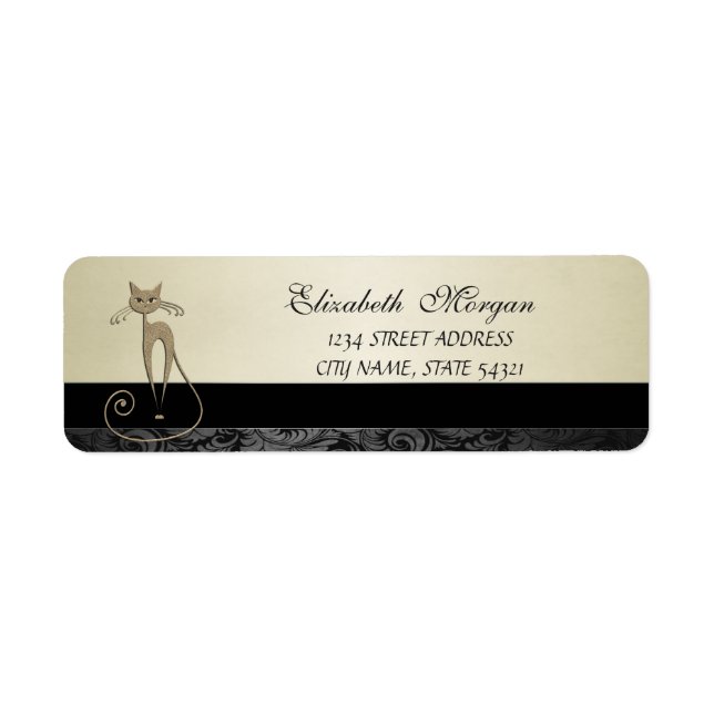 Elegant Glamourous  Cat  Address Label- Return Address Label (Front)