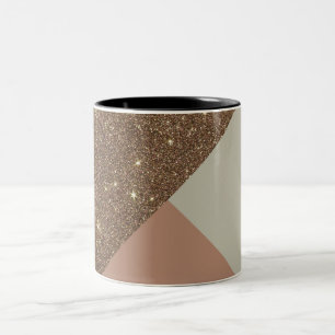 Elegant & Glamourous Faux Gold Glitter & Taupe Two-Tone Coffee Mug