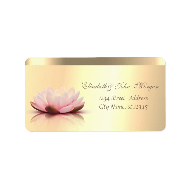 Elegant Glamourous Faux Gold Lotus Label (Front)