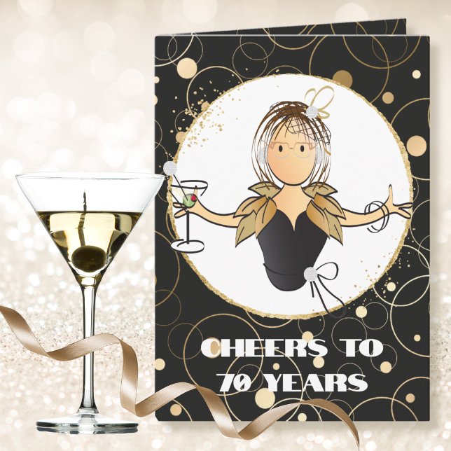 Elegant Glamourous Funny 70th Birthday Martini Card (Creator Uploaded)