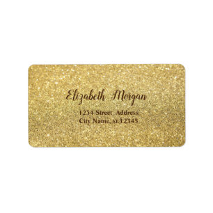 Elegant Glamourous Gold Glitter, Bokeh Label