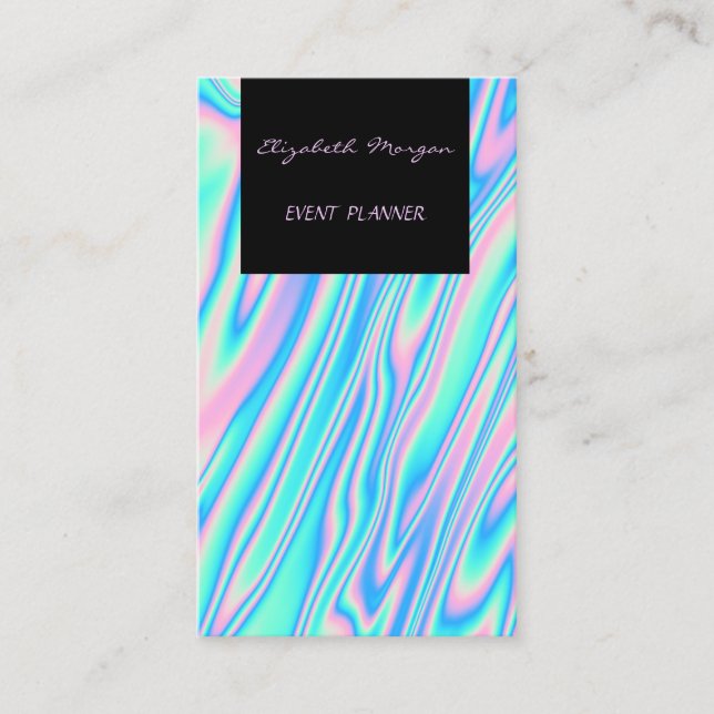 Elegant Glamourous Modern Cool Holographic Business Card (Front)
