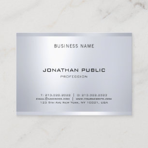 Elegant Glamourous Silver Look Modern Simple Plain Business Card