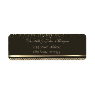 Elegant Glamourous  Stylish Black  Shiny,Sequins Return Address Label