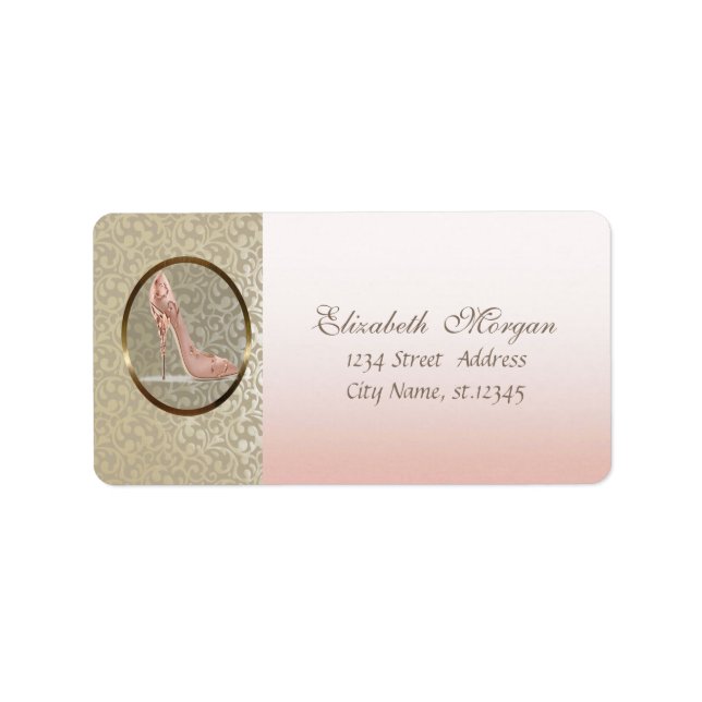 Elegant Glamourous  Stylish,Damask,High Heel Label (Front)