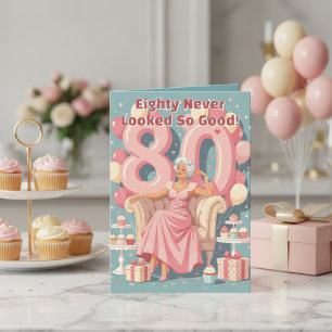 Elegant Glamourous Woman's 80th Birthday Greeting Card