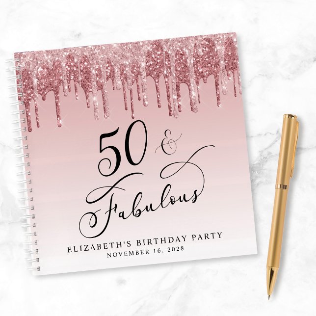 Elegant Glitter 50th Birthday Party Guest Book (Creator Uploaded)