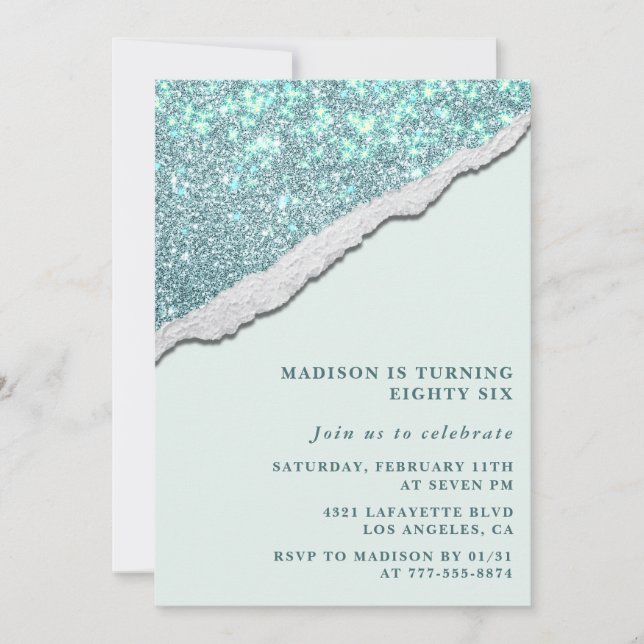 Elegant Glitter 86th birthday invitations Sparkle  (Front)