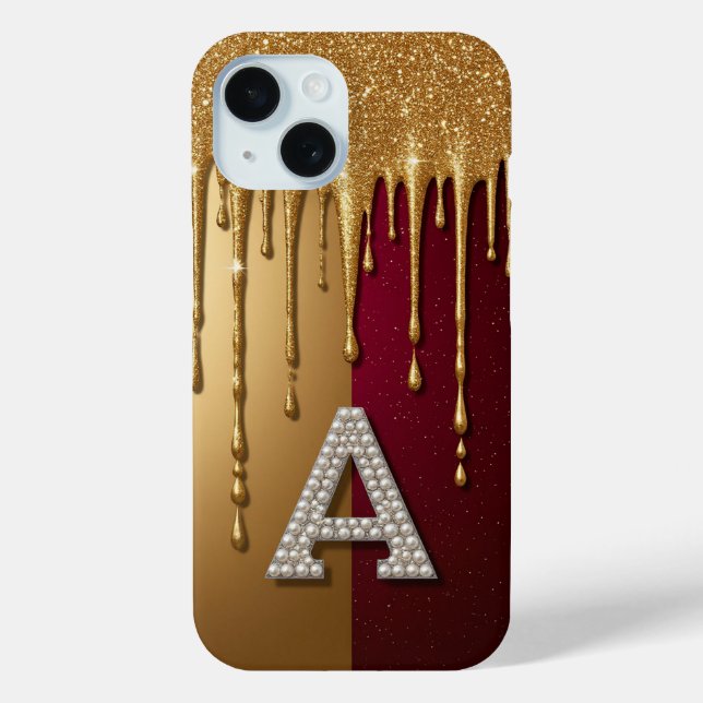 💎 Elegant Glitter A Monogram Dripping Liquid Case-Mate iPhone Case (Back)