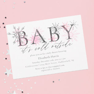 Elegant Glitter Baby it's Cold Outside Baby Shower Invitation