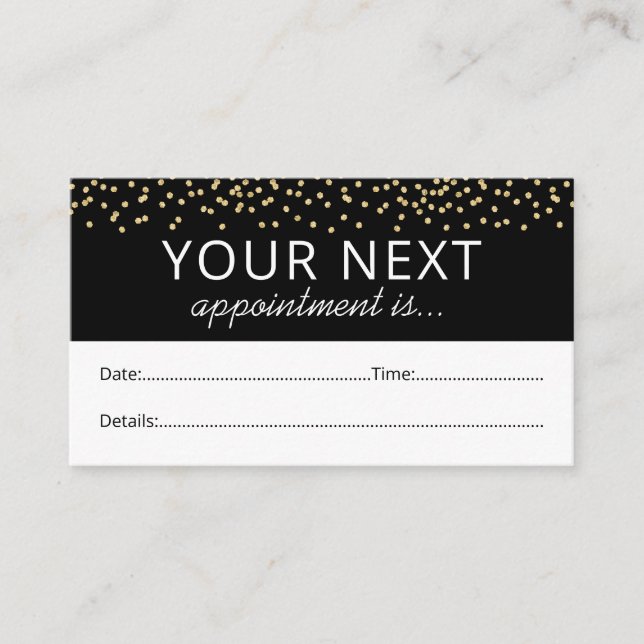 Elegant Glitter Beauty Salon Next Appointment Card (Front)