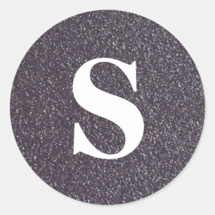 Elegant Glitter Black Monogram Envelope Seal