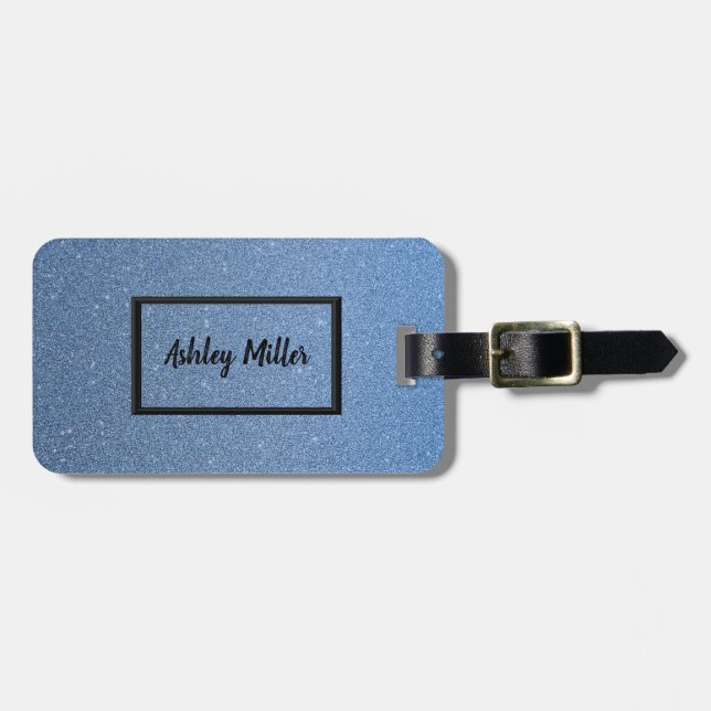 Elegant glitter blue sky luggage tag (Front Horizontal)