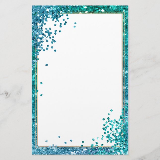 Elegant glitter blue stationery 5.5" x 8.5" (Front)