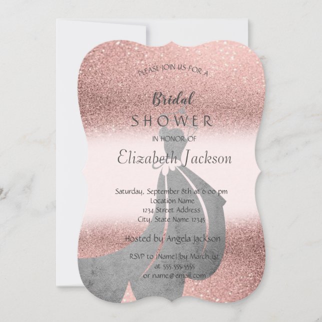 Elegant Glitter  Bokeh, Dress Bridal Shower Invitation (Front)