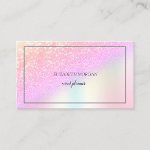 Elegant  Glitter Bokeh Ombre,Frame Holographic Business Card