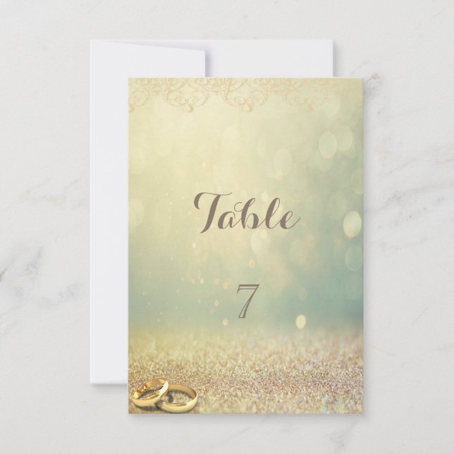 Elegant Glitter,Bokeh,Rings Table  Card (Front)