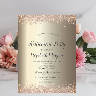 Elegant Glitter Border Champagne Retirement  Invitation