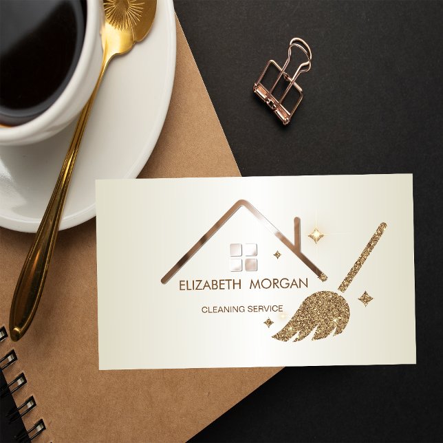 Elegant Glitter Broom House Business Card (Creator Uploaded)